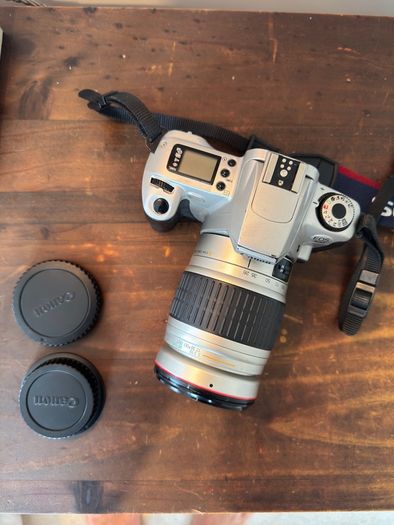 Canon EOS 300 Film Camera + Lens, 4 Batteries & 2 Kodak Films (Complete Kit)