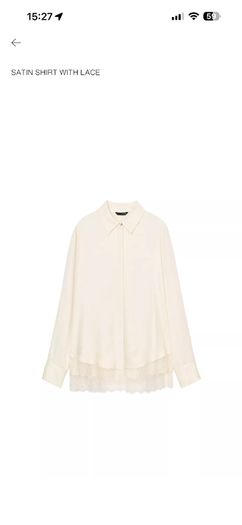 Zara satin shirt with lace cream size S