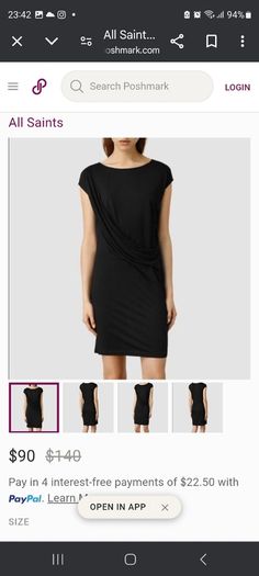 AllSaints Sabie black dress Rrp190e