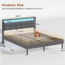 King Size Bed Frame 150x200 with Storage Upholstered Bed Frame with LED Lights & Charging Station Upholstered Storage Headboard/Under Bed Storage/Noise Free (King-150x200cm) Image 2