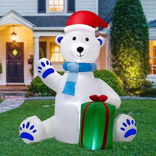5ft Christmas Inflatable Decoration: Christmas Inflatable Decoration Polar Bear, Built-in LED Lights, Christmas Inflatable Decoration