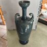 IT'S RARE Antique Dunmore Scottish 1880 s  until 1917 Pottery dark gray green with a bit of blue  glazed  Twin Handeled Urn vase. IN GOOD CONDITION 31 CM. tall the top 5 CM. di. earthenware, majoica glazes Image 6