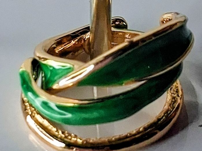 Gold & Green Oil Drip Style Twist Stacking Rings