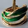 Gold & Green Oil Drip Style Twist Stacking Rings Image 3