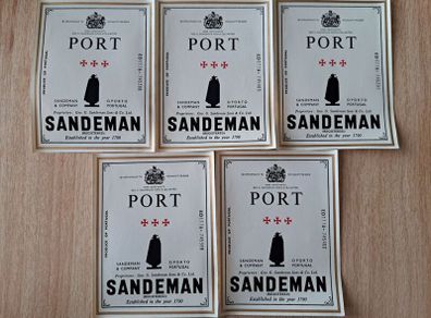 Lot of 5  Vintage Sandeman Port labels