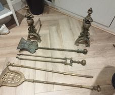 Vintage brass fireplace set