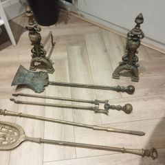 Vintage brass fireplace set