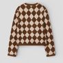Fab Zara Bloggers Insta Famous Brown and Cream Jacquard Heavy Knit Cardigan Image 5
