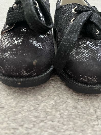 Primigi Baby Girls Black Silver Metallic Shimmer Leather Shoes EU 20 UK 4