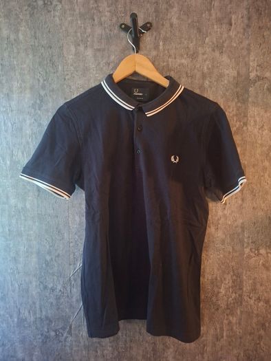 Fred Perry Bomber Collar Polo Shirt Large Navy Blue