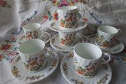 Six Aynsley Cottage Garden Coffee Cups&amp;  Saucers