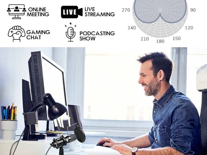 FREE SHIPPING Microphone for PC Computer Microphone Cardioid Condenser Microphone Gaming Mic Recording MIc with Tripod Stand, Pop Filter, Shock Mount for Streaming Podcasting Vocal Podcasting YouTube Skype
