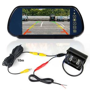 7'' Rear View Mirror Monitor+18IR LEDs Backup Camera Kit 10m for Trailer Caravan