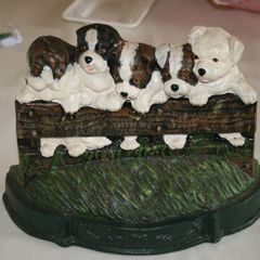 Cast iron Puppies doorstop