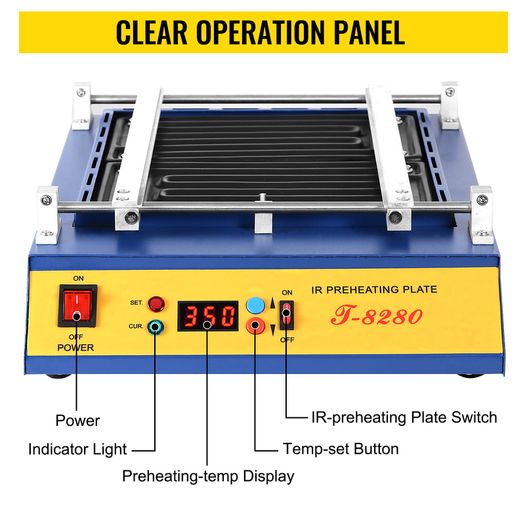 Board Preheater Hot Plate 0-450 Celsius Solder Repair BGA Soldering Rework Station 1600W IR Preheating Oven