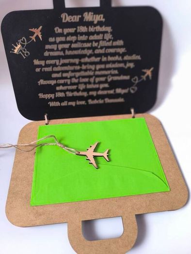 Personalised wooden birthday card for 18th birthday with money holder
