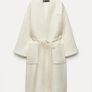 Zara Manteco Wool Ecru Robe Coat Image 4