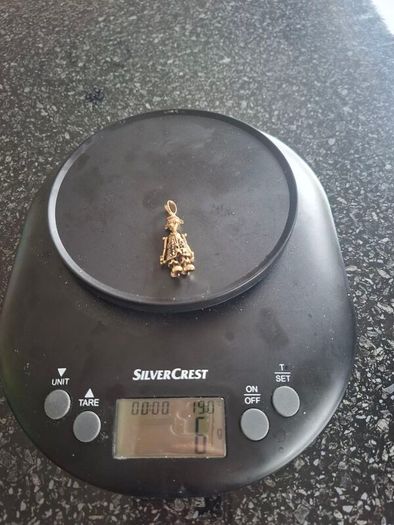 Vintage gold clown pendant