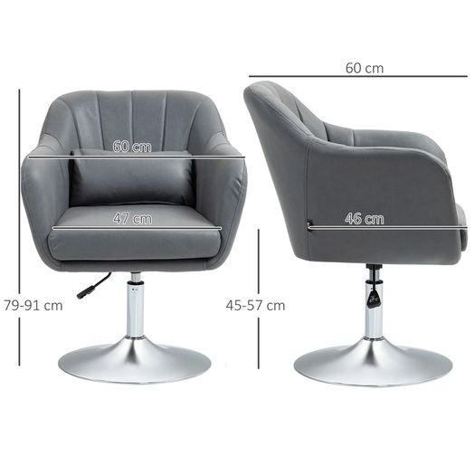 Swivel Lounge Chair with Lumbar Cushion Height Adjustable Dark Grey Metal Base