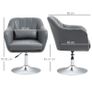 Swivel Lounge Chair with Lumbar Cushion Height Adjustable Dark Grey Metal Base Image 2