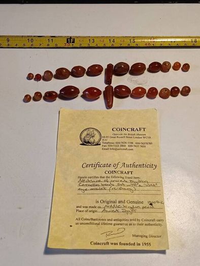 25 1900BC Carnelian Ancient Egypt Beads(With COA)