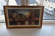 Parisian style oil painting on canvas framed
