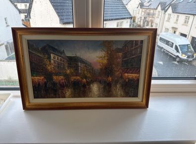 Parisian style oil painting on canvas framed
