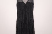 Miss June Black Floral Lace &amp; Sheer Polka Dot Mesh Tiered Sleeveless Midi Dress 12UK/40EU