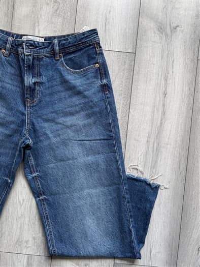 Stradivarius High Waisted Wide Leg Jeans Blue - Size EU 40 / UK 12