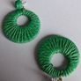 Grass Green Raffia Woven Stud Hollow Out Woven Hoop Earrings Image 8