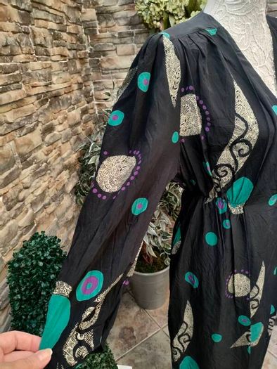 vintage 70s 80s Black print wrap dress
