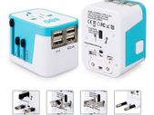 New GEO Smart Travel Adapter with 4 USB Charging Ports, All-In-One Universal Plug / Safe Wall Charger with USB Surge Protection - 1 YEAR GUARANTEE