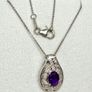 Silver Natural Moroccan Amethyst & White Zircon Twisted Vine Pendant with Chain Image 7