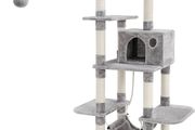 Cat Tree, Cat Condo with Hammock, Perch, Cat Tower, Light Grey