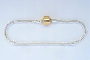 Pandora Style Silver Gold Snake Chain Bracelet