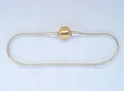 Pandora Style Silver Gold Snake Chain Bracelet
