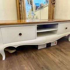 Media Console Unit / Sideboard, Vintage French Style, White and Solid wood