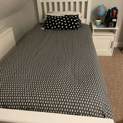 White Single Bed Frame & Mattress