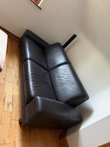 Luxury Black Leather 2-Seater Sofa Matching Suite Available