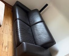 Luxury Black Leather 2-Seater Sofa Matching Suite Available