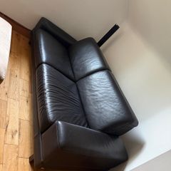 Luxury Black Leather 2-Seater Sofa
