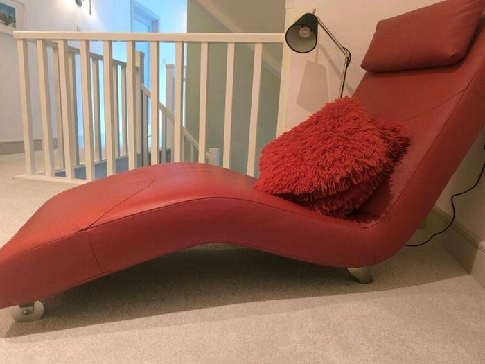 Contemporary red leather lounge couch