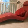 Contemporary red leather lounge couch Image 2