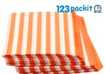 Job Lot of 200 pcs Orange stripe sweet bags 5x7