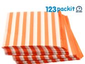 Job Lot of 200 pcs Orange stripe sweet bags 5x7