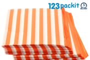 Job Lot of 200 pcs Orange stripe sweet bags 5x7" ideal for candy weddings parties candy cart shop small retails and sweet shops SIZE 5x7 inches