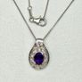 Silver Natural Moroccan Amethyst & White Zircon Twisted Vine Pendant with Chain Image 5