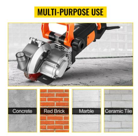 Electric Wall Chaser 4KW 4.8KW Seamless Groove Cutting Machine 133mm Steel Concrete Circular Saw Slotting Tool Set