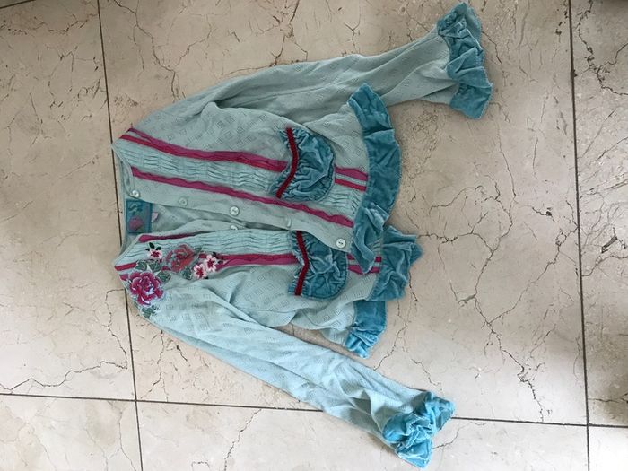 Monsoon velvet and embroidered beautiful cardigan 6/8