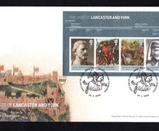 2008 Great Britain The Houses of Lancaster & York Stamps Commemorative Stamps Miniature Sheet addressed First Day Cover (FDC) with Edinburgh pictorial cancel